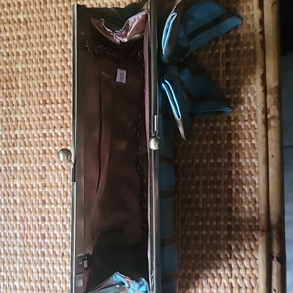 Estee Lauder Blue & Brown Pinstripe clutch - Picture 4 of 6